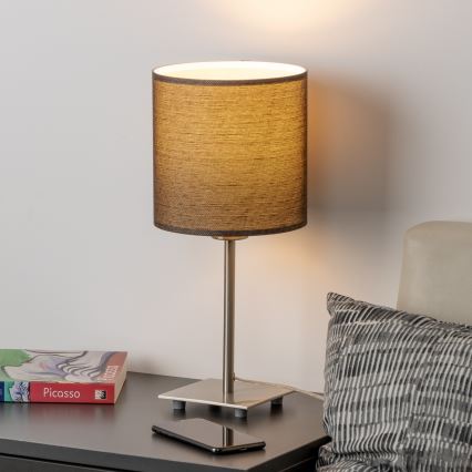 Eglo - LED  Настільна лампа TUNJA 1xE27/60W/230V 26,5 см матовий хром/коричневий