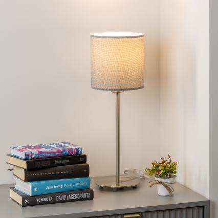 Eglo - LED настільна лампа TUNJA 1xE27/60W/230V 38,5 cm матовий хром/сірий