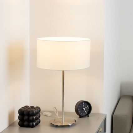Eglo - LED  Настільна лампа TUNJA 1xE27/60W/230V 38,5 см матовий хром/білий