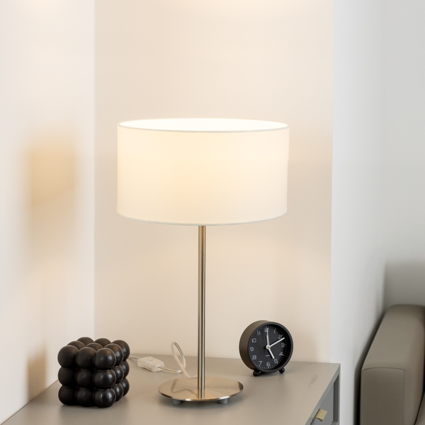 Eglo - LED  Настільна лампа TUNJA 1xE27/60W/230V 38,5 см матовий хром/білий