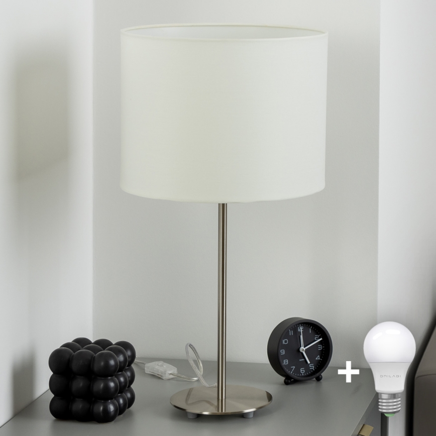 Eglo - LED  Настільна лампа TUNJA 1xE27/60W/230V 38,5 см матовий хром/білий