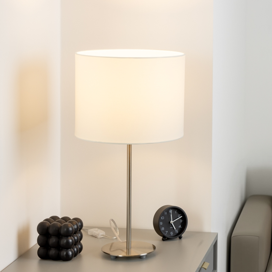 Eglo - LED  Настільна лампа TUNJA 1xE27/60W/230V 38,5 см матовий хром/білий
