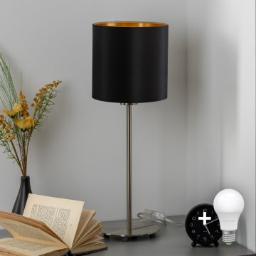 Eglo - LED  Настільна лампа TUNJA 1xE27/60W/230V 38,5 см матовий хром/чорний