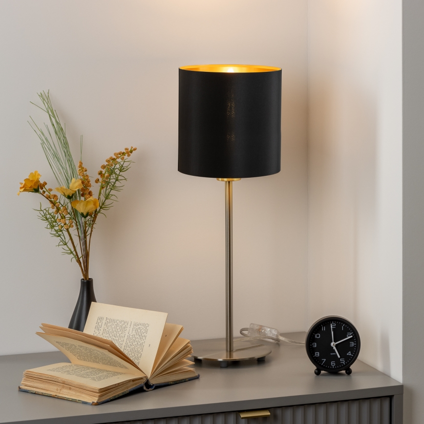 Eglo - LED  Настільна лампа TUNJA 1xE27/60W/230V 38,5 см матовий хром/чорний