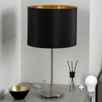 Eglo - LED  Настільна лампа TUNJA 1xE27/60W/230V 38,5 см матовий хром/чорний