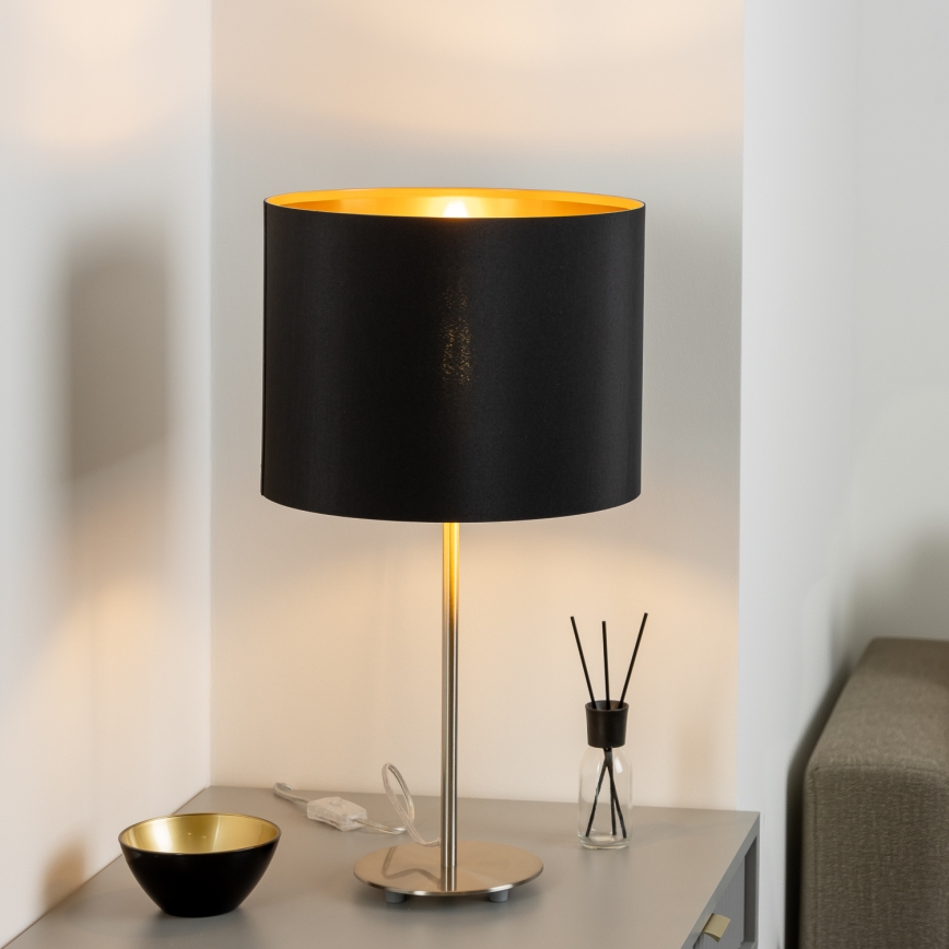 Eglo - LED  Настільна лампа TUNJA 1xE27/60W/230V 38,5 см матовий хром/чорний