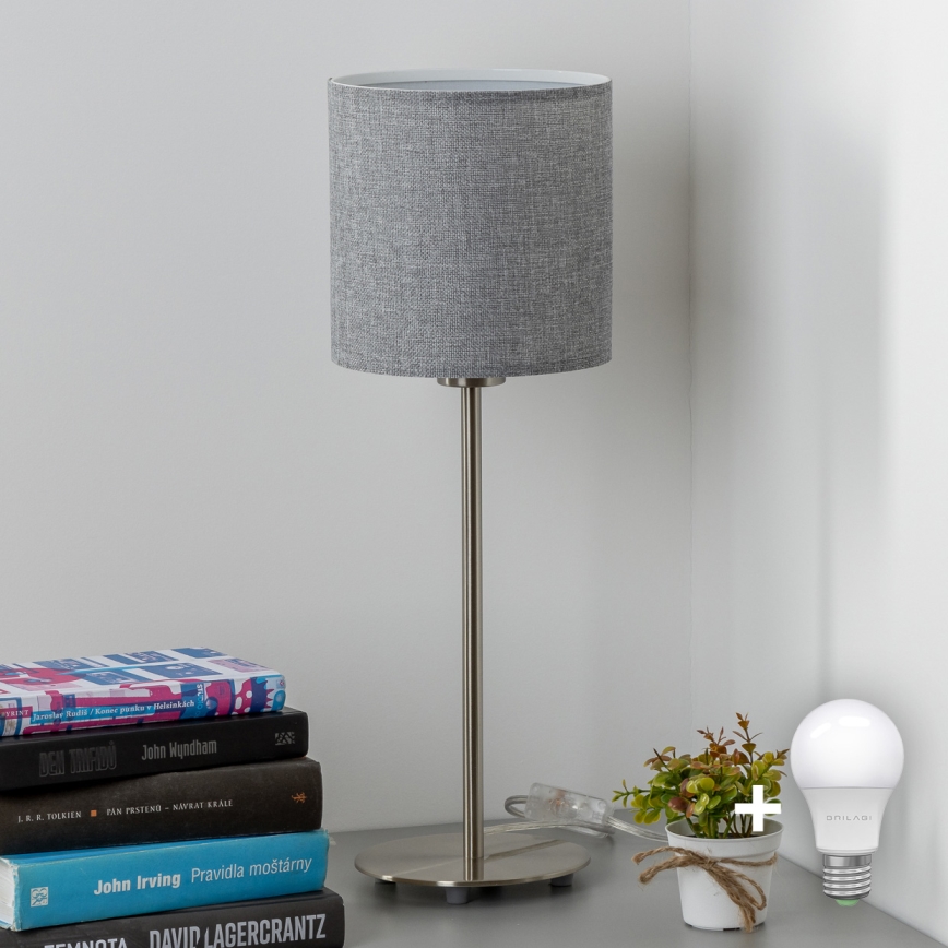 Eglo - LED  Настільна лампа TUNJA 1xE27/60W/230V 38,5 см матовий хром/сірий