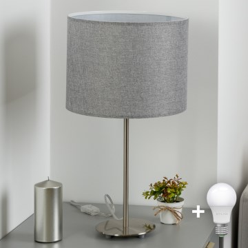 Eglo - LED  Настільна лампа TUNJA 1xE27/60W/230V 38,5 см матовий хром/сірий