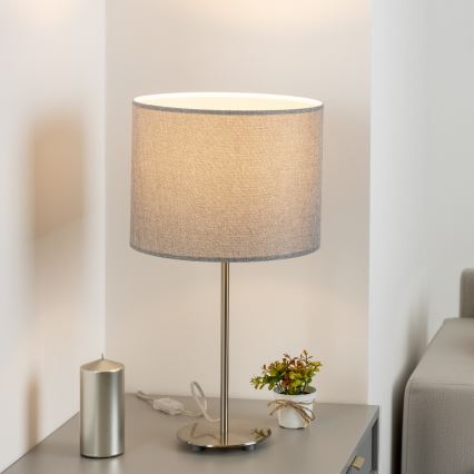 Eglo - LED  Настільна лампа TUNJA 1xE27/60W/230V 38,5 см матовий хром/сірий