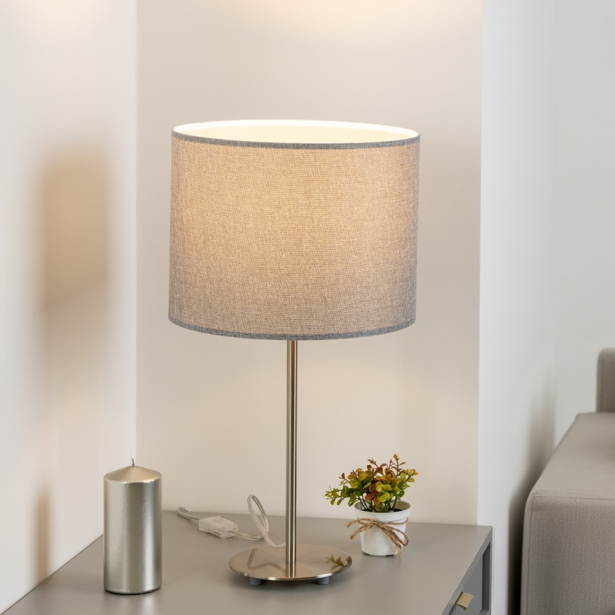 Eglo - LED  Настільна лампа TUNJA 1xE27/60W/230V 38,5 см матовий хром/сірий