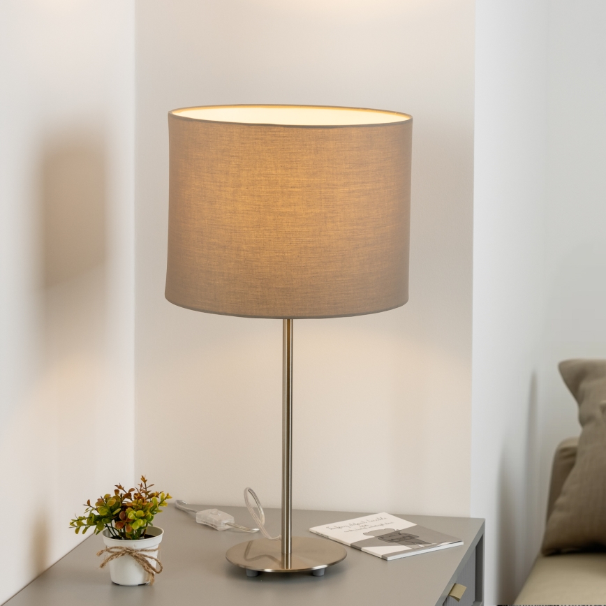 Eglo - LED  Настільна лампа TUNJA 1xE27/60W/230V 38,5 см матовий хром/сіро-коричневий
