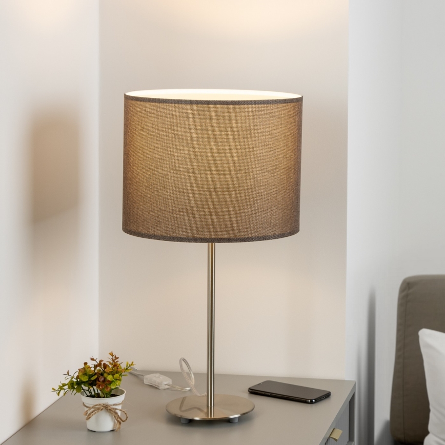 Eglo - LED  Настільна лампа TUNJA 1xE27/60W/230V 38,5 см матовий хром/коричневий