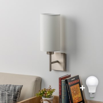 Eglo - LED  Настінний світильник TUNJA 1xE27/60W/230V матовий хром/білий