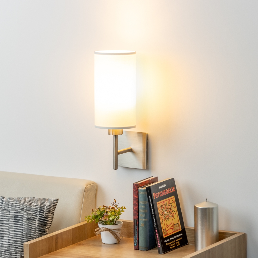 Eglo - LED  Настінний світильник TUNJA 1xE27/60W/230V матовий хром/білий