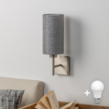 Eglo - LED  Настінний світильник TUNJA 1xE27/60W/230V матовий хром/сірий