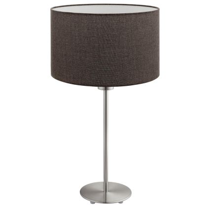 Eglo - Светодиодная настольная лампа TUNJA 1xE27/60W/230V 38,5 см матовый хром/коричневый