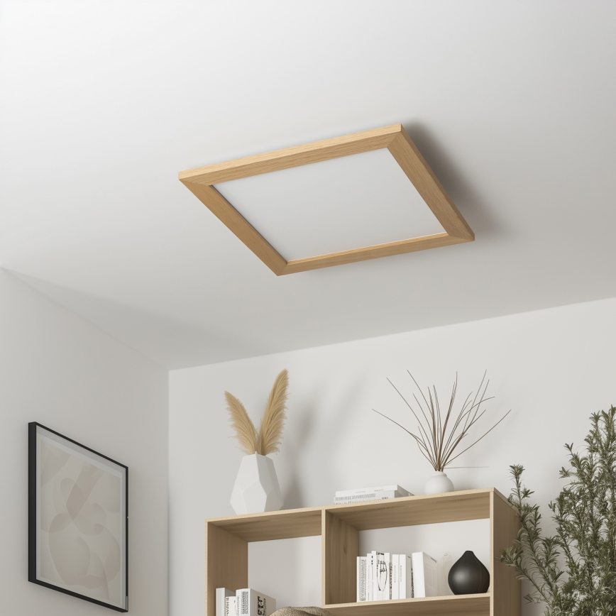 Eglo - Світлодіодна димована накладна панель POZZALLO WOOD LED/21W/230V 2700-6500K 49,5x49,5 см коричнева + дистанційне керування