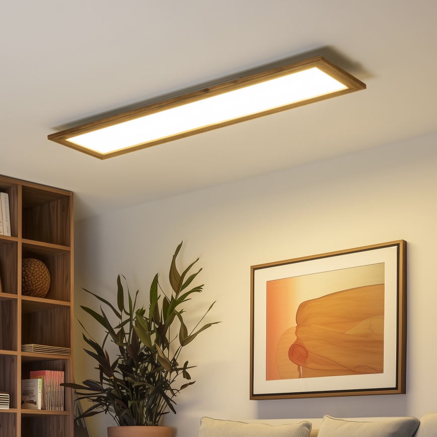 Eglo - Светодиодная накладная панель SALOBRENA-RW WOOD LED/34W/230V 2700/4000K 124x34 см коричневый