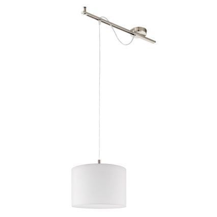 Eglo - LED  Підвісна люстра CALCENA 1xE27/60W/230V матовий хром/білий