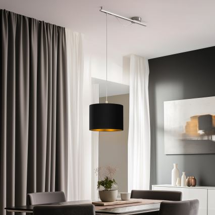 Eglo - LED  Підвісна люстра CALCENA 1xE27/60W/230V хром/чорний