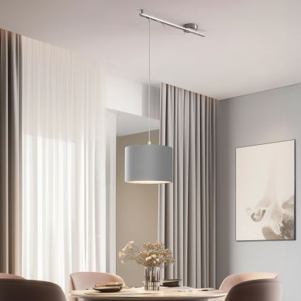 Eglo - LED  Підвісна люстра CALCENA 1xE27/60W/230V хром/сірий