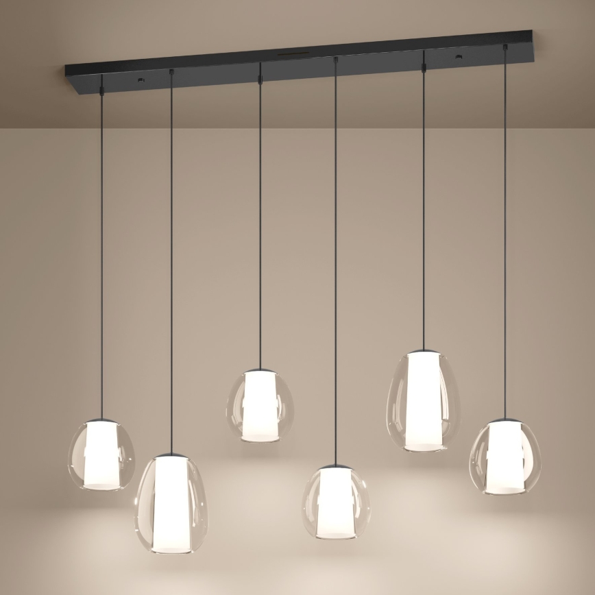 Eglo - LED підвісна люстра на тросі з регульованою яскравістю 2xLED/7W/230V + 4xLED/5,5W + 6xLED/1,6W 2200-6500K чорний хром