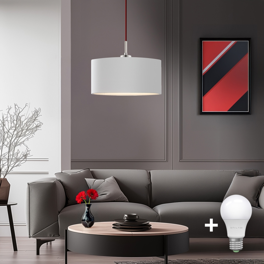 Eglo - LED  Підвісна люстра TUNJA 1xE27/60W/230V білий