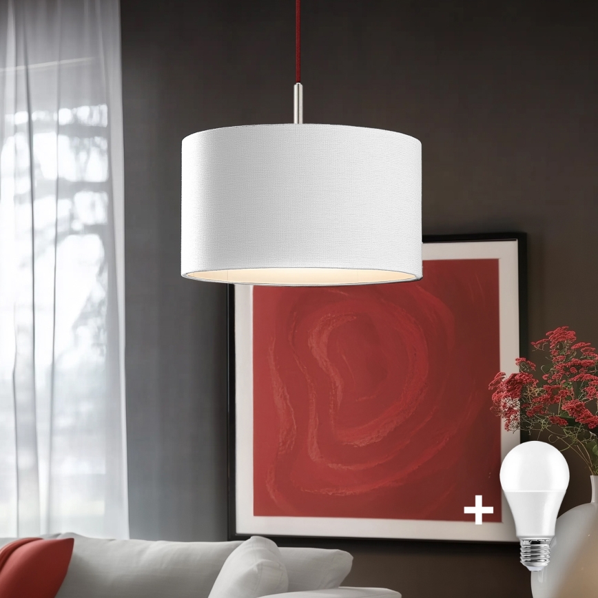 Eglo - LED  Підвісна люстра TUNJA 1xE27/60W/230V білий