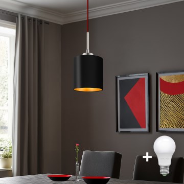 Eglo - LED  Підвісна люстра TUNJA 1xE27/60W/230V чорний