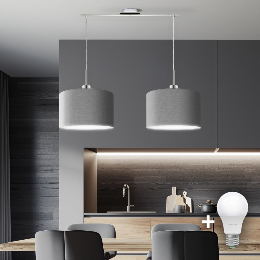 Eglo - LED  Підвісна люстра TUNJA 2xE27/60W/230V сірий