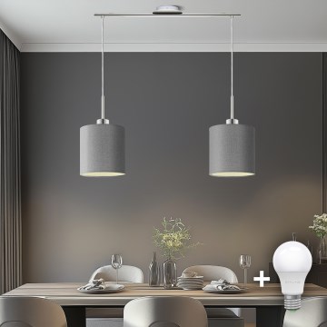 Eglo - LED  Підвісна люстра TUNJA 2xE27/60W/230V сірий
