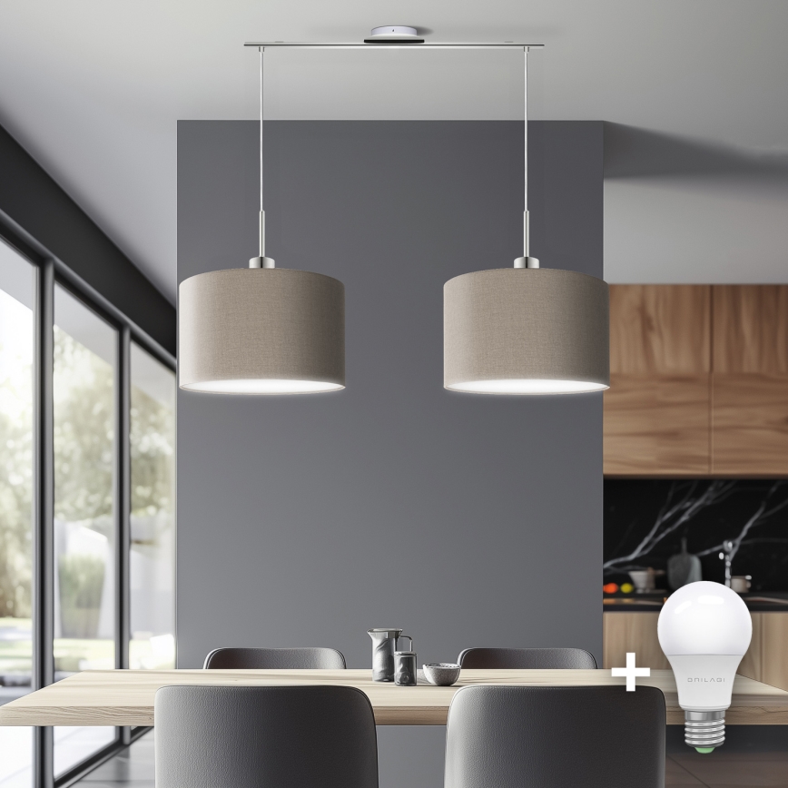 Eglo - LED  Підвісна люстра TUNJA 2xE27/60W/230V сіро-коричневий