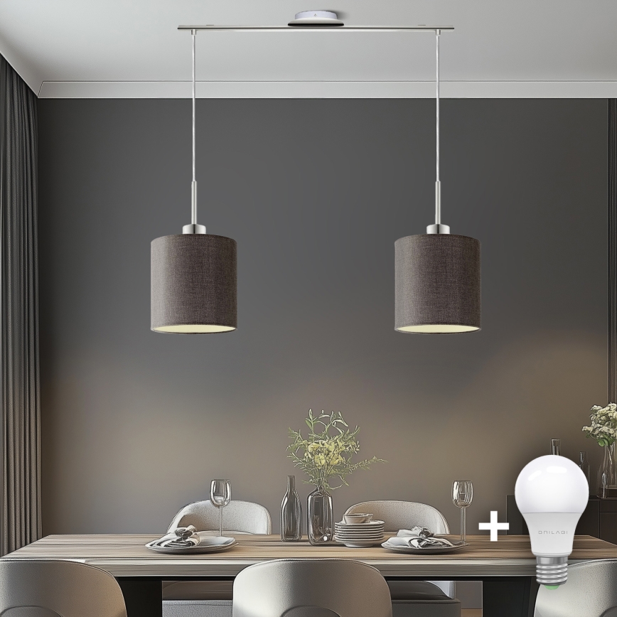 Eglo - LED  Підвісна люстра TUNJA 2xE27/60W/230V коричневий