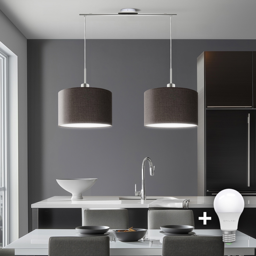 Eglo - LED  Підвісна люстра TUNJA 2xE27/60W/230V коричневий
