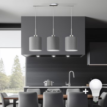 Eglo - LED  Підвісна люстра TUNJA 3xE27/60W/230V сірий