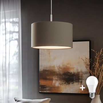 Eglo - LED підвісний світильник на шнурі TUNJA 1xE27/60W/230V сіро-коричневий (taupe)