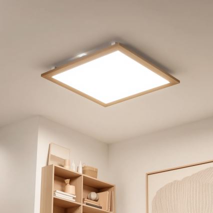 Eglo - LED RGB Регульована накладна панель SALOBRENA-C WOOD LED/30,5W/230V 2700-6500K 64x64 см коричнева + дистанційне керування