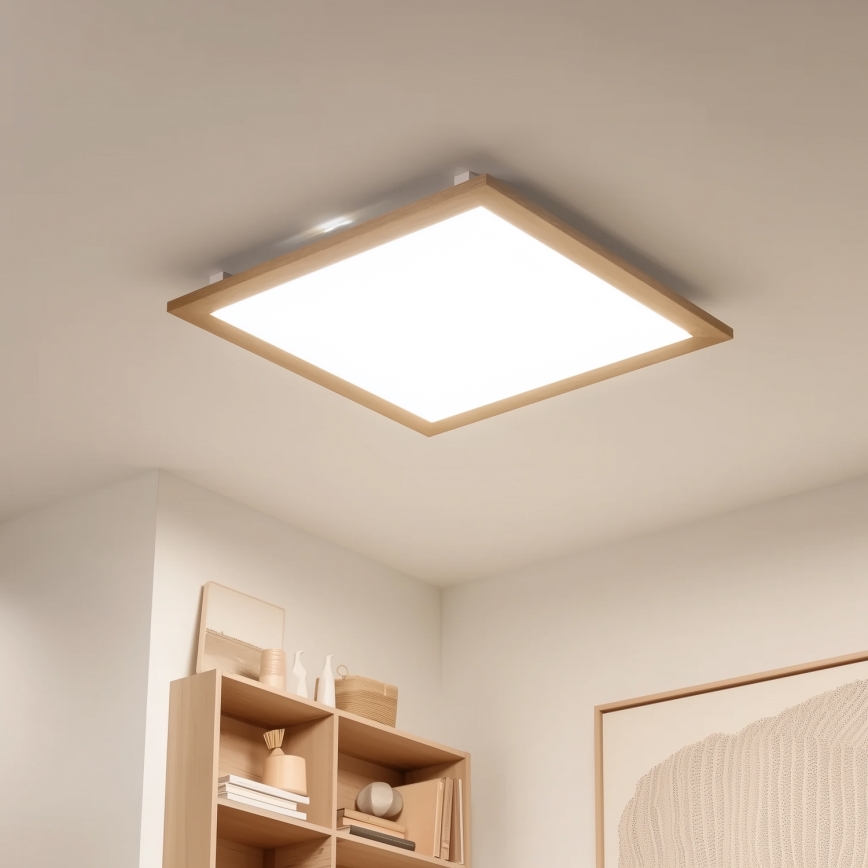 Eglo - LED RGB Регульована накладна панель SALOBRENA-C WOOD LED/30,5W/230V 2700-6500K 64x64 см коричнева + дистанційне керування