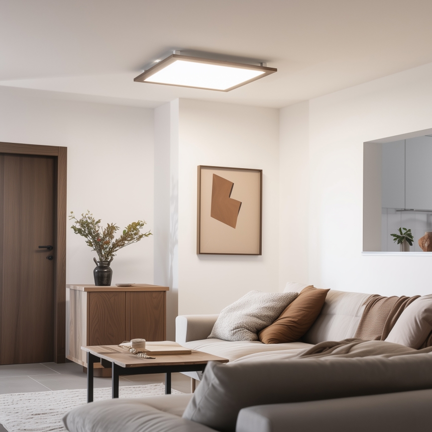Eglo - LED RGB Пристельова панель з регулюванням яскравості SALOBRENA-C WOOD LED/30,5W/230V 2700-6500K 64x64 см темно-коричневий + пульт дистанційного керування