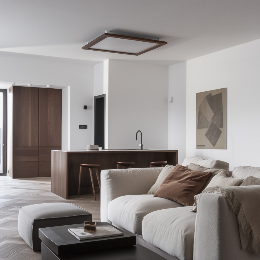 Eglo - LED RGB Пристельова панель з регулюванням яскравості SALOBRENA-C WOOD LED/30,5W/230V 2700-6500K 64x64 см темно-коричневий + пульт дистанційного керування