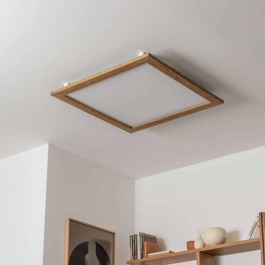 Eglo - LED RGB Пристельова панель з регулюванням яскравості SALOBRENA-C WOOD LED/30,5W/230V 2700-6500K 64x64 см коричневий + пульт дистанційного керування