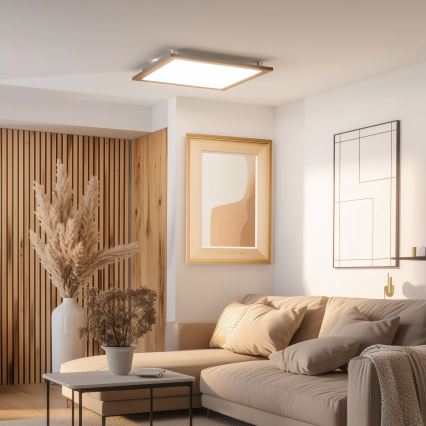 Eglo - LED RGB Пристельова панель з регулюванням яскравості SALOBRENA-C WOOD LED/30,5W/230V 2700-6500K 64x64 см коричневий + пульт дистанційного керування
