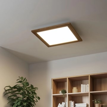 Eglo - LED RGB Пристельова панель з регулюванням яскравості SALOBRENA-C WOOD LED/24W/230V 2700-6500K 49,5x49,5 см коричневий + пульт дистанційного керування