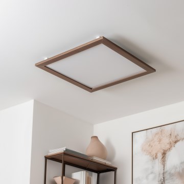 Eglo - LED RGB Пристельова панель з регулюванням яскравості SALOBRENA-C WOOD LED/30,5W/230V 2700-6500K 64x64 см темно-коричневий + пульт дистанційного керування