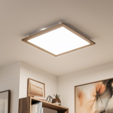 Eglo - LED RGB Пристельова панель з регулюванням яскравості SALOBRENA-C WOOD LED/30,5W/230V 2700-6500K 64x64 см коричневий + пульт дистанційного керування