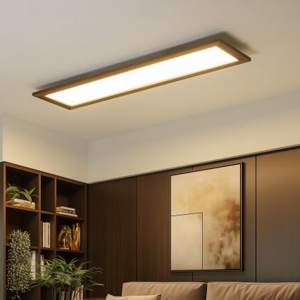 Eglo - LED RGBW затемнювана накладна панель SALOBRENA-C WOOD LED/34W/230V 2700-6500K 34x124 cm темно-коричнева + пульт дистанційного керування
