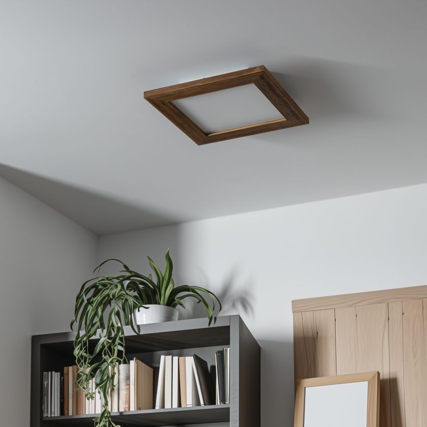 Eglo - Світлодіодна RGBW панель SALOBRENA-C WOOD з регулюванням яскравості LED/16W/230V 2700-6500K 34x34 см коричнева + дистанційне керування