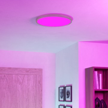 Eglo - LED RGBW димований стельовий світильник для ванної LED/17,5W/230V 2700-6500K діам. 38,9 см IP44 матовий хром