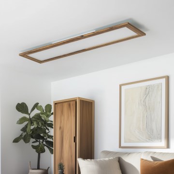 Eglo - LED RGBW накладна панель SALOBRENA-C WOOD із регулюванням яскравості LED/34W/230V 2700-6500K 34x124 cm коричнева + пульт дистанційного керування