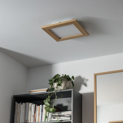 Eglo - Світлодіодна RGBW панель SALOBRENA-C WOOD з регулюванням яскравості LED/16W/230V 2700-6500K 34x34 см коричнева + дистанційне керування